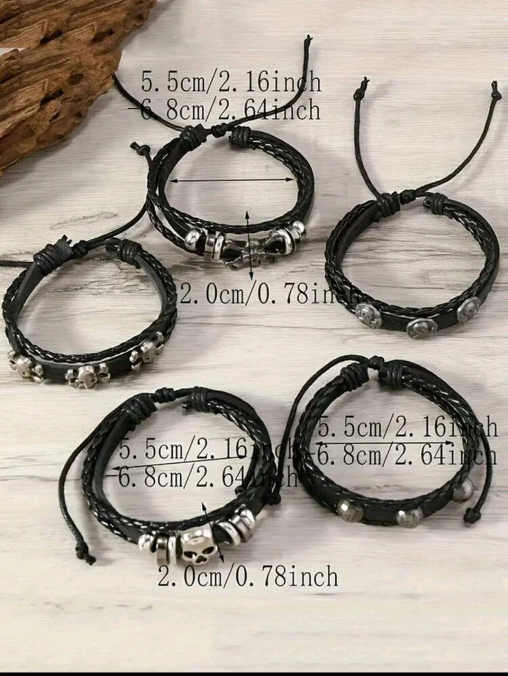 Black Layered Men’s Leather Bracelet Set - 30 Pieces MIX